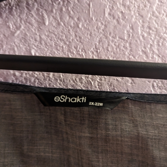 eShakti Square Neck Midi Denim Dress - Picture 2 of 3